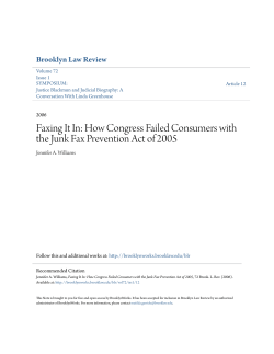 How Congress Failed Consumers with the Junk Fax Prevention Act