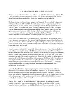 Historical Narrative - Rhode Island Irish Famine Memorial