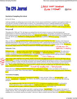 Statistical Sampling Revisited