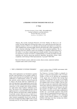 A PERIODIC SYSTEMS TOOLBOX FOR MATLAB A. Varga German