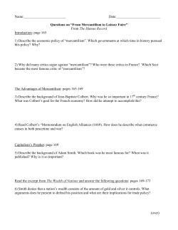 Name: Date: Questions on “From Mercantilism to