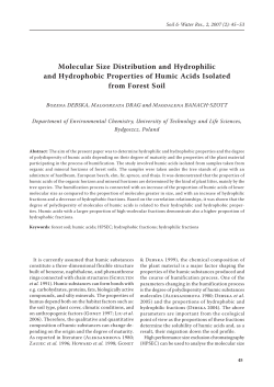 Molecular Size Distribution and Hydrophilic and Hydrophobic
