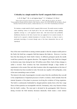 Criticality in a simple model for Earth`s magnetic