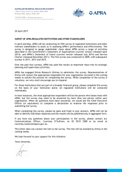 20 April 2017 SURVEY OF APRA