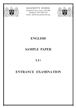 Sample 11+ English Paper
