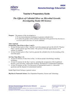 NNIN Nanotechnology Education The Effects of Colloidal Silver on