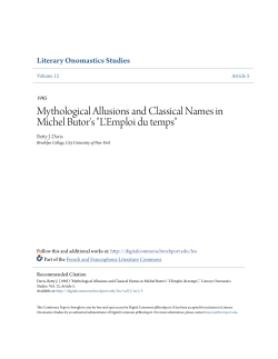 Mythological Allusions and Classical Names in Michel Butor`s "L