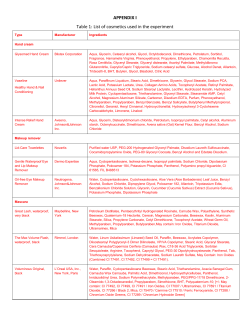 APPENDIX I Table 1: List of cosmetics used in the experiment