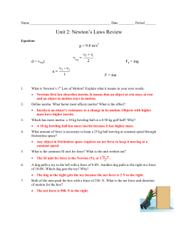 Unit 2: Newton`s Laws Review KEY