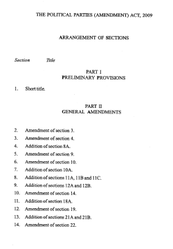 The Political Parties Amendments Act No 7, 2009