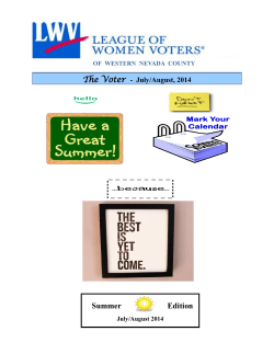 July/August - League of Women Voters of Western Nevada County