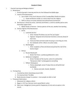 Standard 4 Notes I. Classical Learning and Religious Reform a