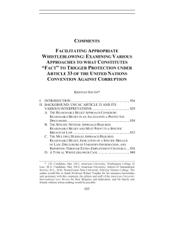 COMMENTS FACILITATING APPROPRIATE WHISTLEBLOWING