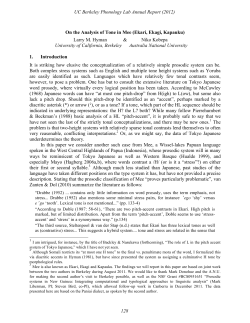On the analysis of tone in Mee - UC Berkeley Linguistics