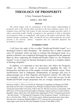 theology of prosperity - Biblical Studies.org.uk