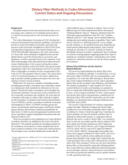 Dietary Fiber Methods In Codex Alimentarius Current Status