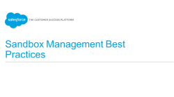 Sandbox Management Best Practices