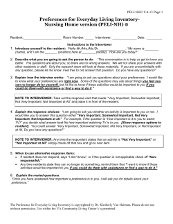 Preferences for Everyday Living Inventory