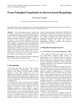 From Principled Negotiation to Interest-based Bargaining