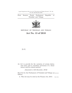 Act No. 13 of 2010 - Trinidad and Tobago Government News