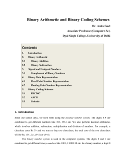 Binary Arithmetic and Binary Coding Schemes