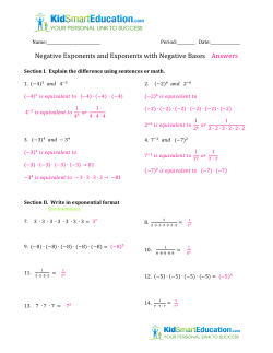Negative Exponents and Exponents with Negative Bases Answers