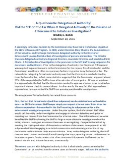 An Evaluation of the SEC`s Delegation of Authority
