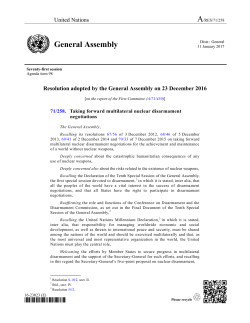 Resolution - International Campaign to Abolish Nuclear Weapons