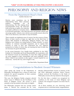 PHILOSOPHY AND RELIGION NEWS