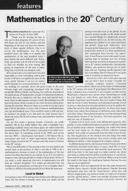 Mathematics in the 2oth Century