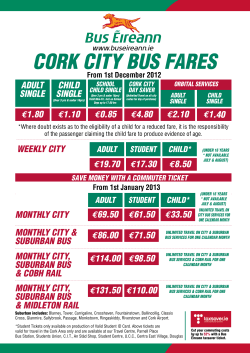 Cork City Bus Fares by Dec 2012