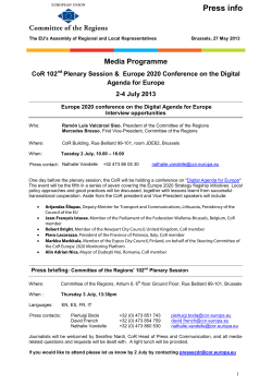 Plenary media programme - Committee of the Regions