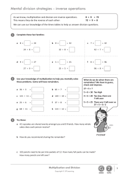 Mental division strategies &ndash; inverse operations