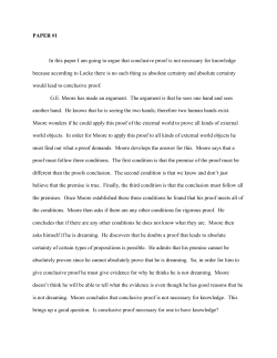 PAPER #1 In this paper I am going to argue that