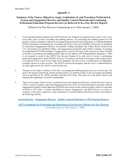 Peer Review Summary