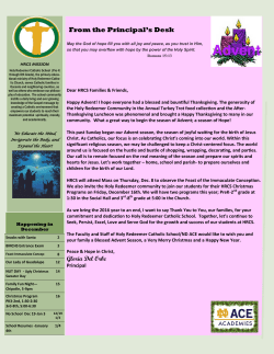 From the Principal`s Desk - Holy Redeemer Catholic School