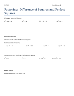 Factoring: Difference of Squares and Perfect Squares