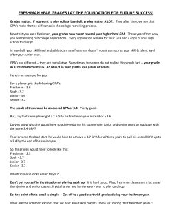 Frreshman Grades Matter! - Lockport Porter Baseball