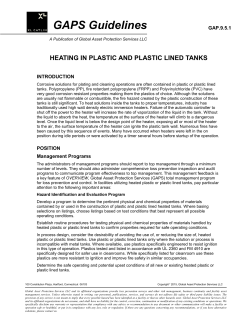 Heating In Plastic And Plastic Lined Tanks