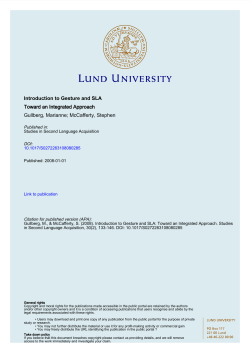 Introduction to Gesture and SLA Toward an