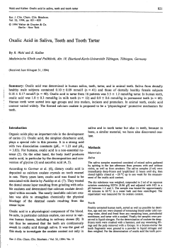 Oxalic Acid in Saliva, Teeth and Tooth Tartar