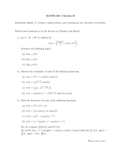 MATH1130: Calculus II Exercise Sheet 5: Limits, derivatives and