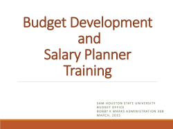 Budget Development and Salary Planner Training