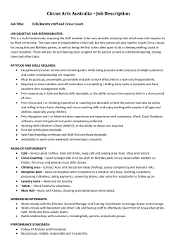 Circus Arts Australia &ndash; Job Description