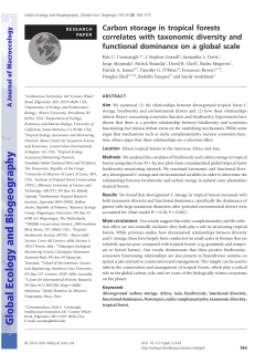 Carbon storage in tropical forests correlates with taxonomic diversity