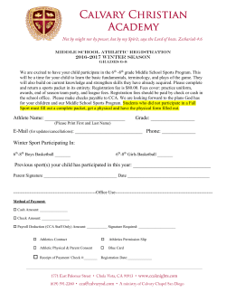 Athlete Name: Grade: E-Mail (for updates/cancellations):