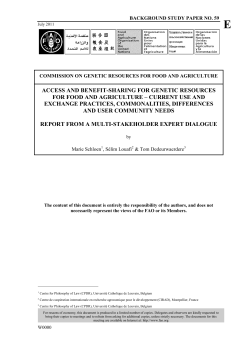 Access and Benefit-Sharing for Genetic Resources for Food and