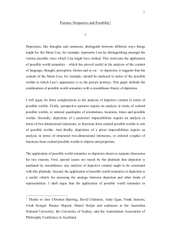 1 Pictures, Perspective and Possibility1 I Depictions, like