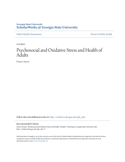 Psychosocial and Oxidative Stress and Health of Adults