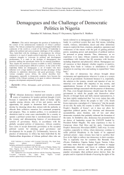 Demagogues and the Challenge of Democratic Politics in Nigeria